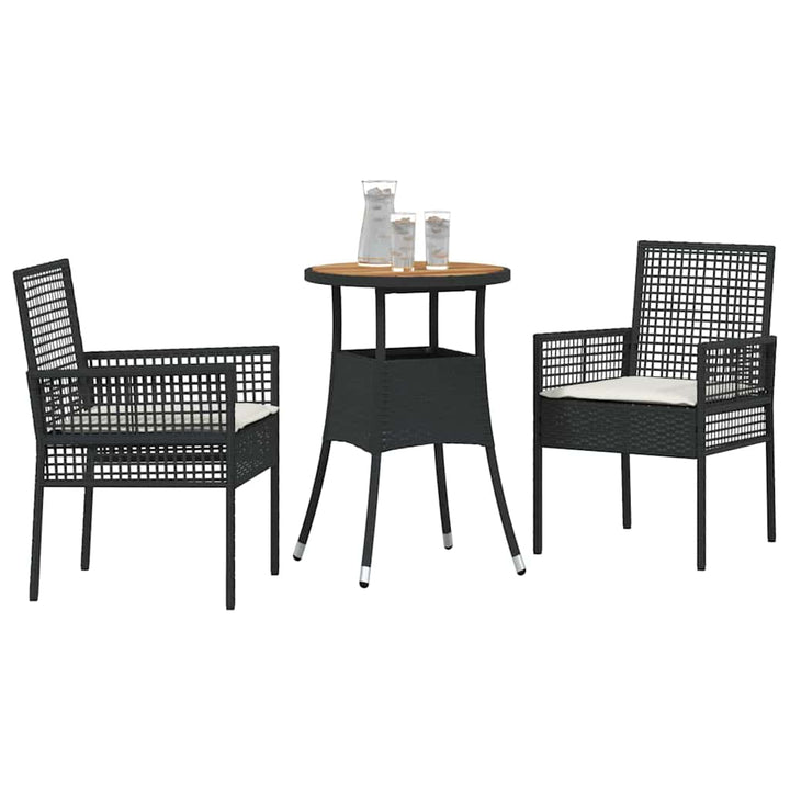 Have Spisebordssæt 3 pcs Sort Poly rattan