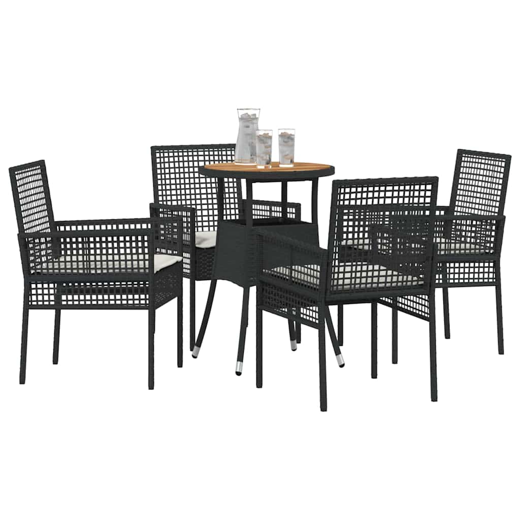 Have Spisebordssæt 5 pcs Sort Poly rattan