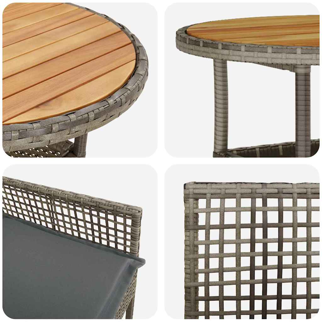 Have Spisebordssæt 3 pcs Grå Poly rattan