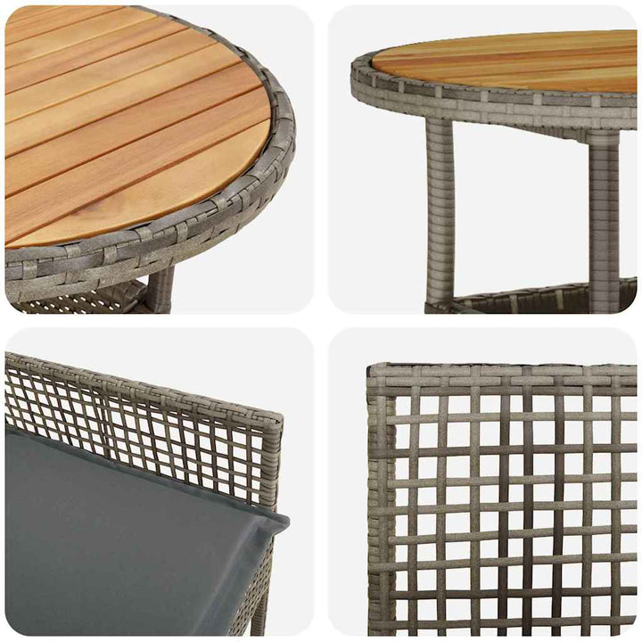 Have Spisebordssæt 3 pcs Grå Poly rattan
