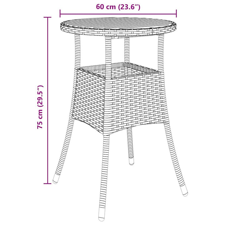 Have Spisebordssæt 3 pcs Grå Poly rattan