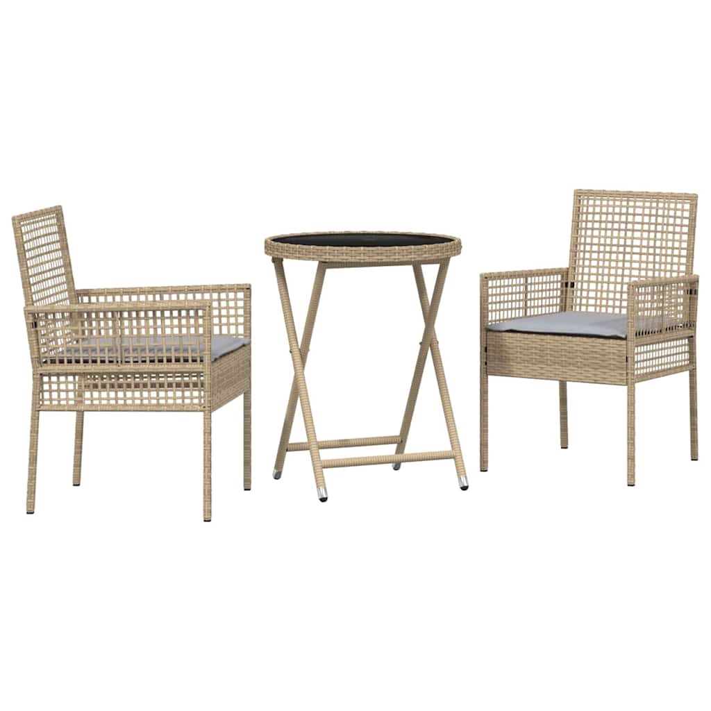Have Bistro Sæt 3 pcs Beige Poly rattan