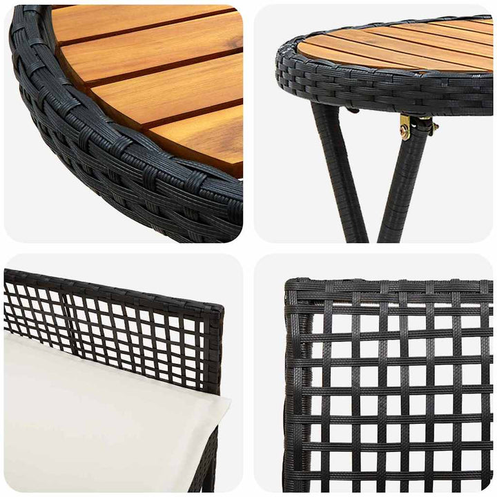 Have Bistro Sæt 3 pcs Sort Poly rattan