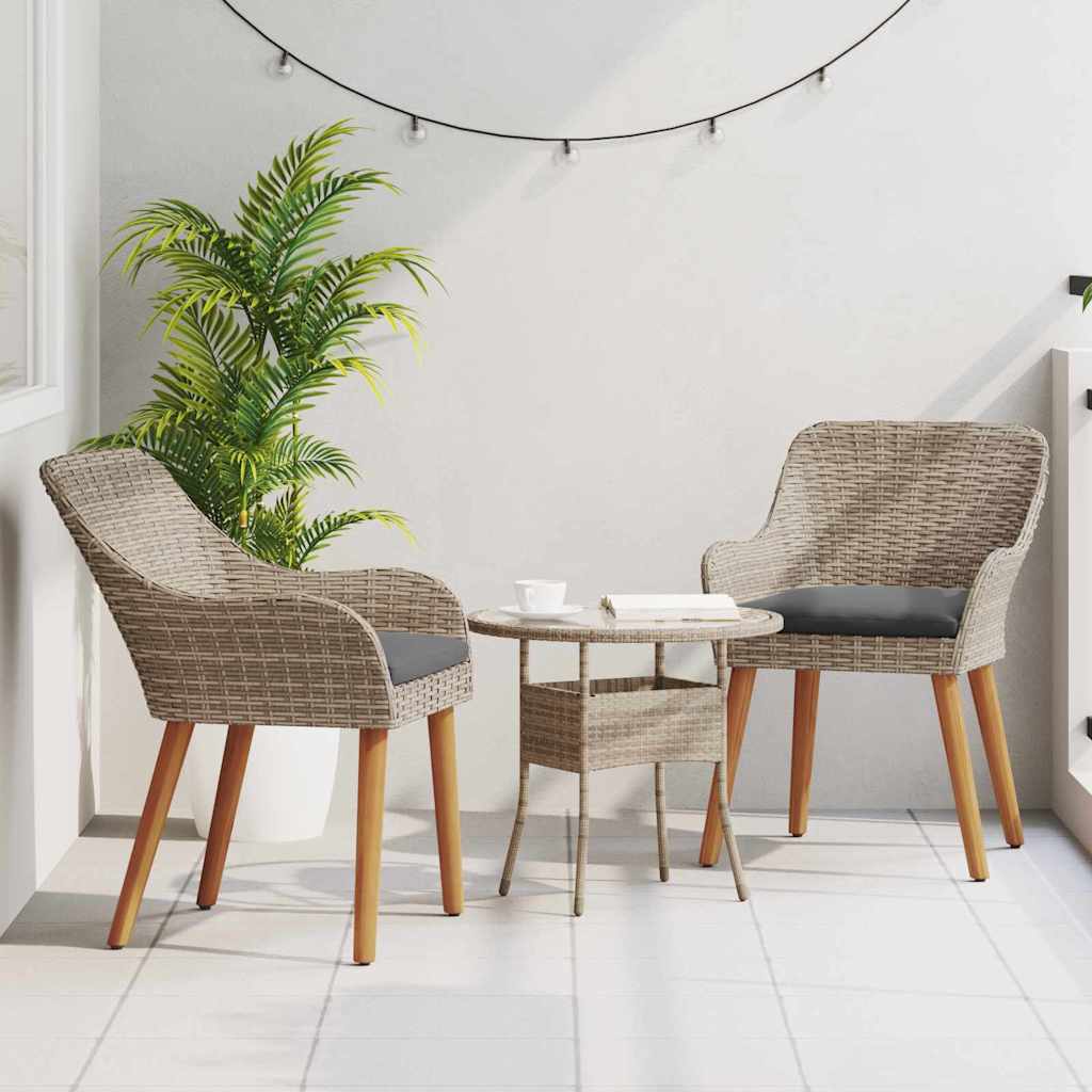 Have Stol med pude 2 pcs Sort 55 x 62.5 x 82cm polyrattan