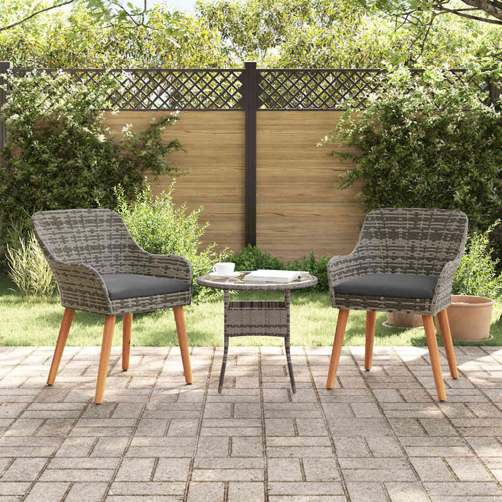 Have Stol med pude 2 pcs Grå 55 x 62.5 x 82cm polyrattan