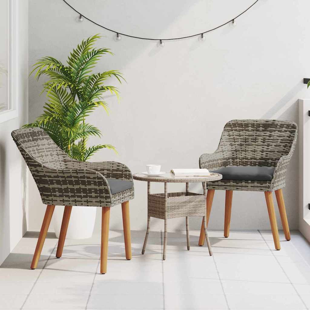 Have Stol med pude 2 pcs Grå 55 x 62.5 x 82cm polyrattan