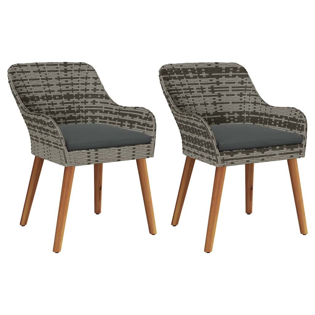 Have Stol med pude 2 pcs Grå 55 x 62.5 x 82cm polyrattan
