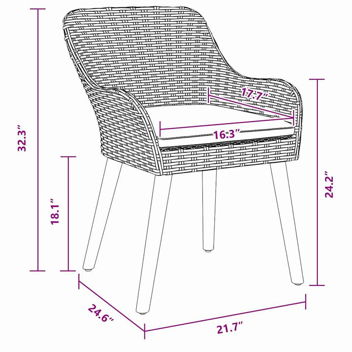 Have Stol med pude 2 pcs Grå 55 x 62.5 x 82cm polyrattan