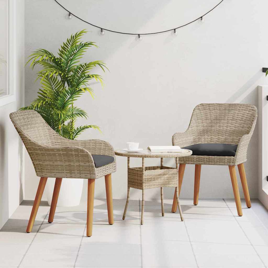 Have Stol med pude 2 pcs Lysegrå 55 x 62.5 x 82cm polyrattan