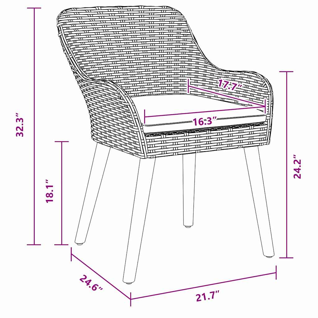 Have Stol med pude 2 pcs Lysegrå 55 x 62.5 x 82cm polyrattan