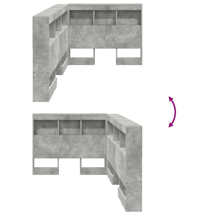 Opbevaringshovedgavl med hylde Betongrå 90 cm Konstrueret træ