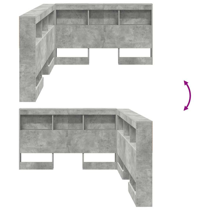 Opbevaringshovedgavl med hylde Betongrå 120 cm Konstrueret træ