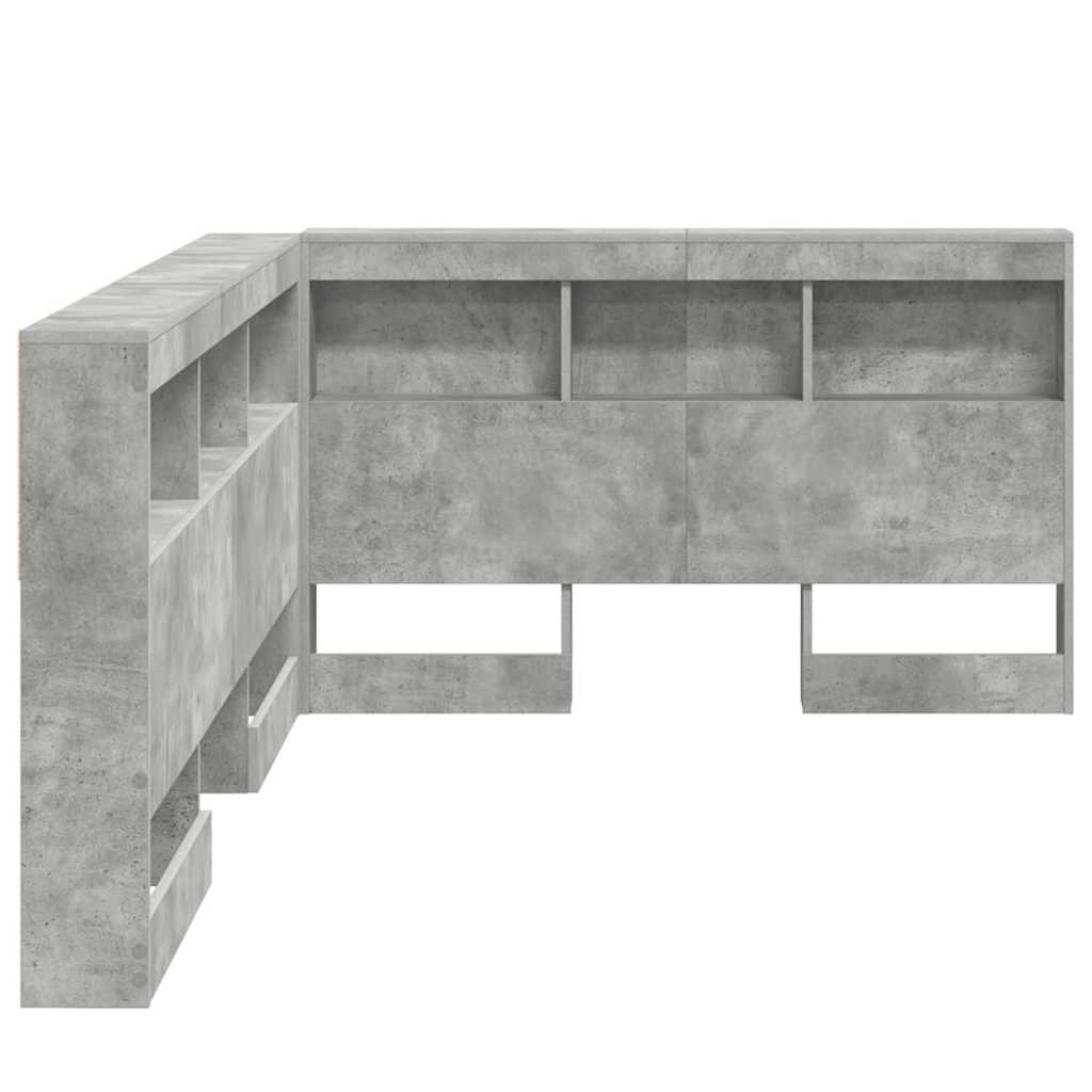 Opbevaringshovedgavl med hylde Betongrå 120 cm Konstrueret træ