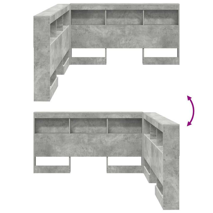 Opbevaringshovedgavl med hylde Betongrå 150 cm Konstrueret træ