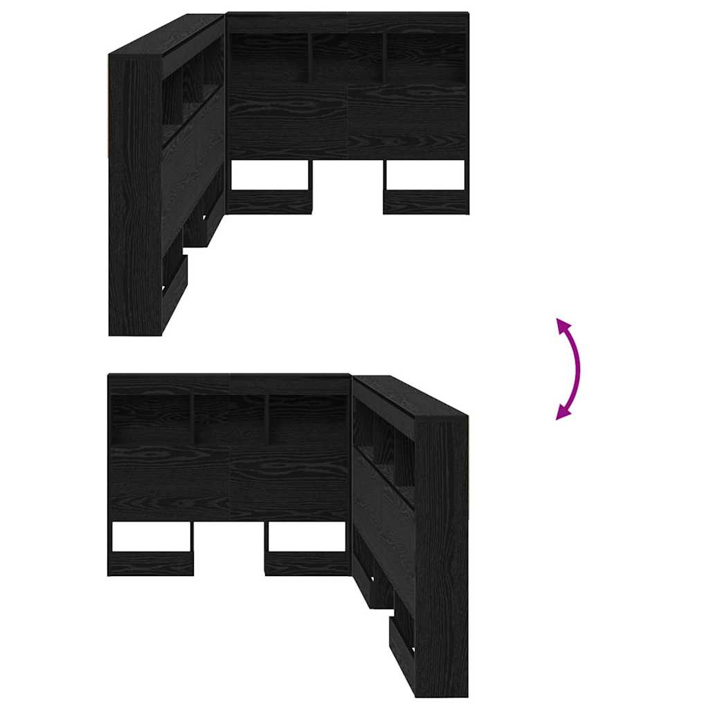 Opbevaringshovedgavl med hylde Sort eg 90 cm Konstrueret træ
