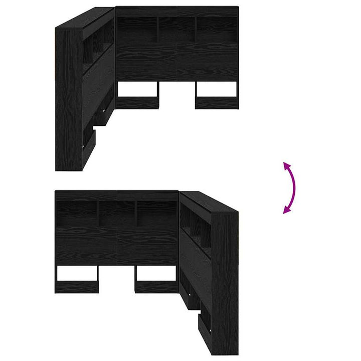 Opbevaringshovedgavl med hylde Sort eg 90 cm Konstrueret træ