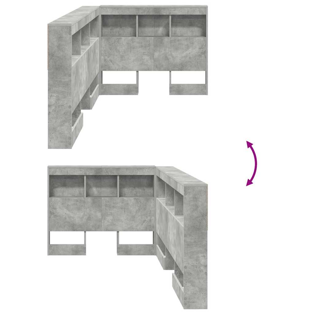 Opbevaringshovedgavl med hylde Betongrå 90 cm Konstrueret træ
