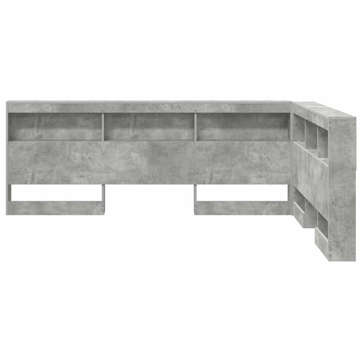 Opbevaringshovedgavl med hylde Betongrå 140 cm Konstrueret træ