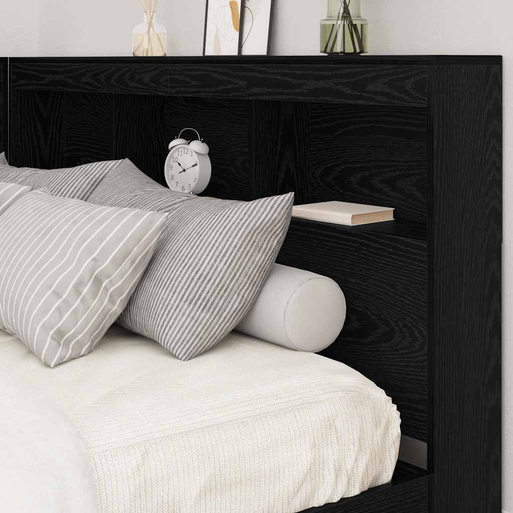 Opbevaringshovedgavl med hylde Sort eg 135 cm Konstrueret træ