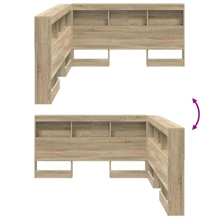Opbevaringshovedgavl med hylde Sonoma-eg 135 cm Konstrueret træ