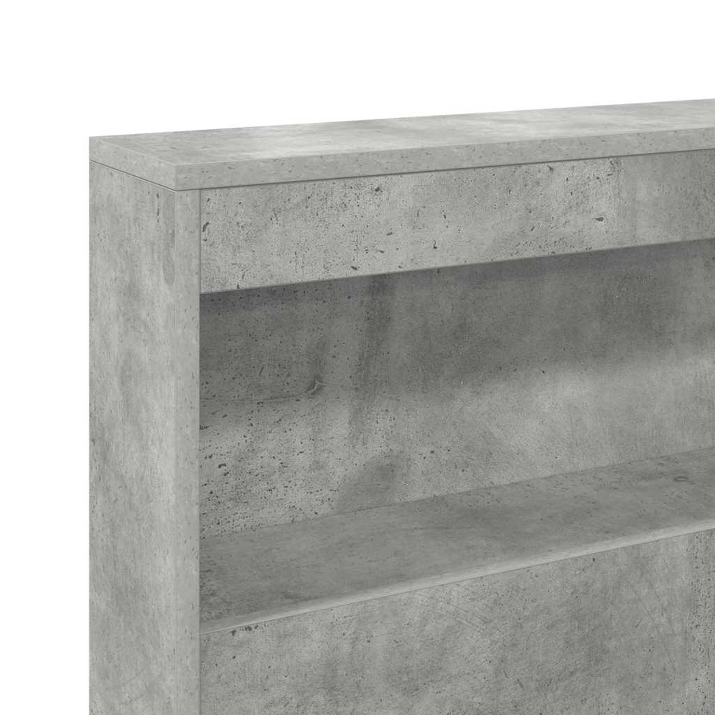 Opbevaringshovedgavl med hylde Betongrå 135 cm Konstrueret træ