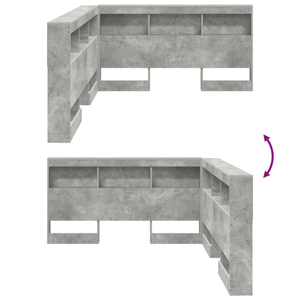 Opbevaringshovedgavl med hylde Betongrå 135 cm Konstrueret træ