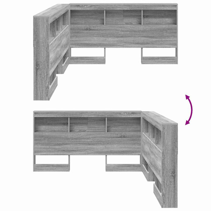 Opbevaringshovedgavl Grå sonoma-eg 135 cm Konstrueret træ
