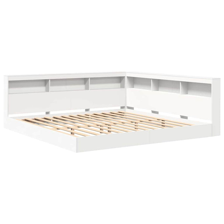 Bogreol Seng med hovedgærde Hvid 180 x 200 cm Konstrueret træ