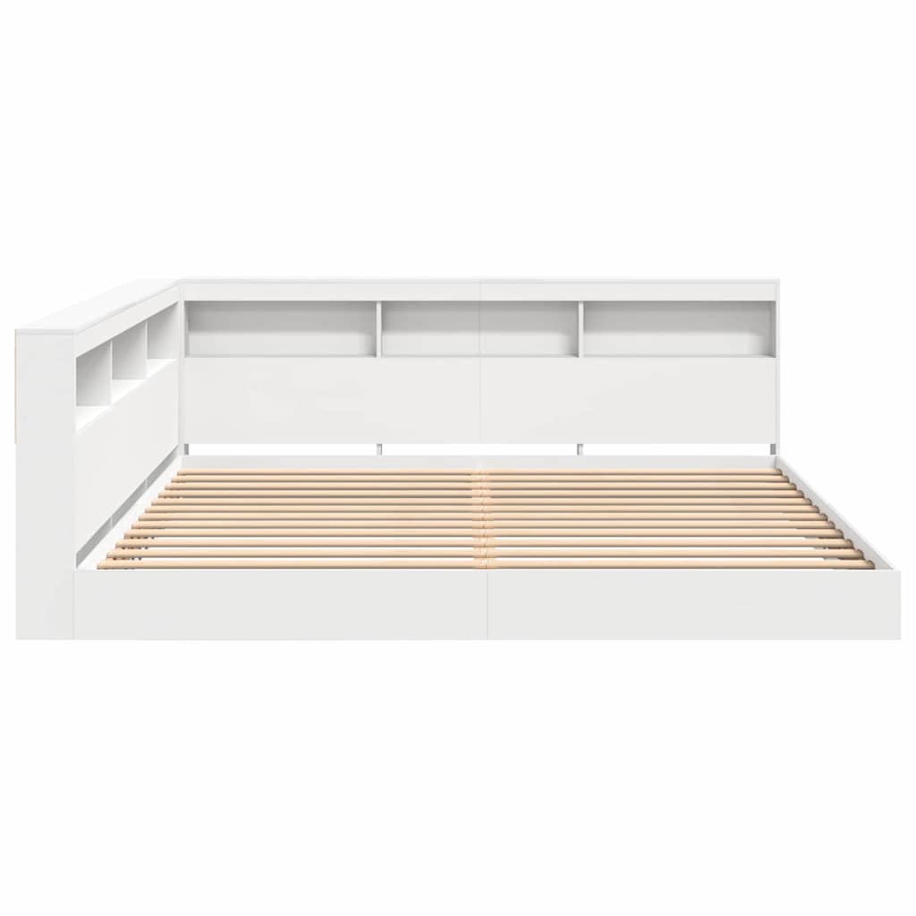 Bogreol Seng med hovedgærde Hvid 180 x 200 cm Konstrueret træ
