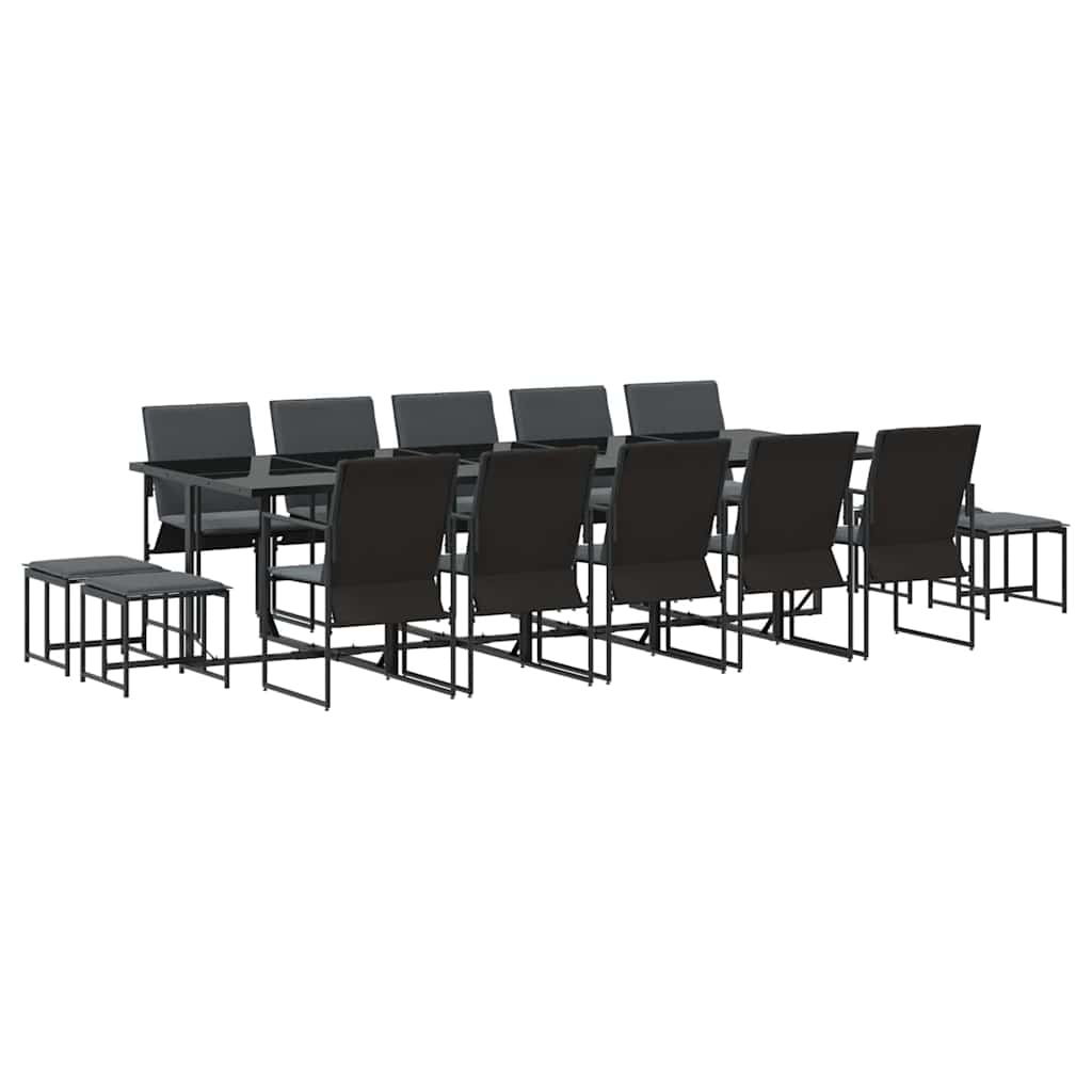 Have Spisebordssæt 15 pcs Sort Stål