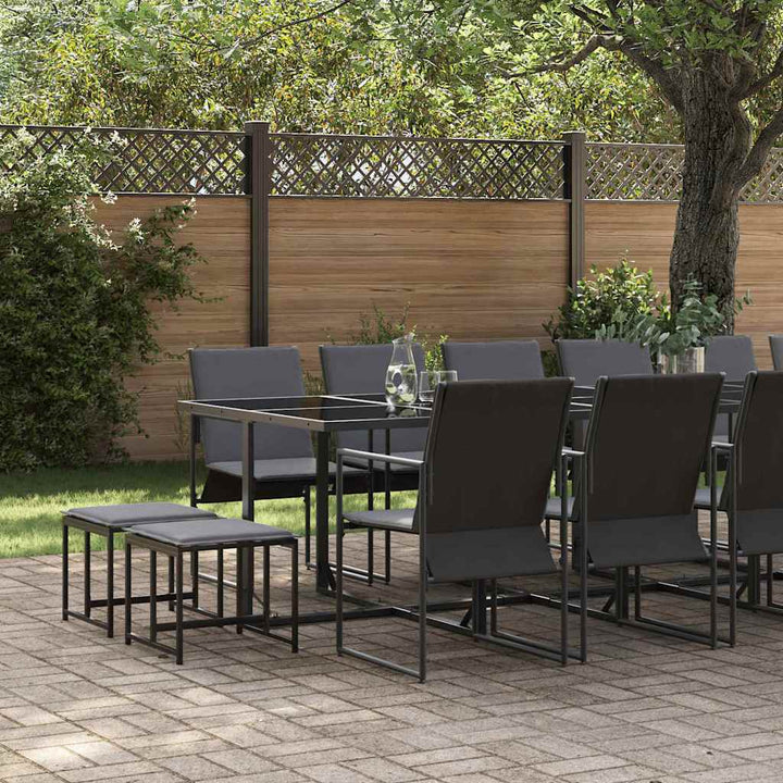 Have Spisebordssæt 17 pcs Sort Stål