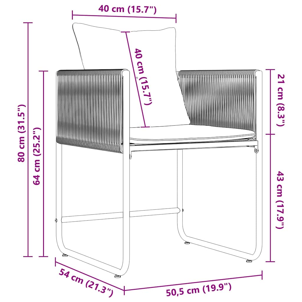 Have Spisebordssæt 7 pcs Sort Stål