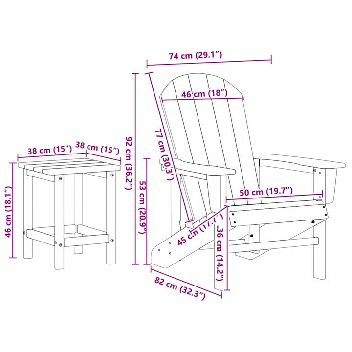 Havemøbler til lounge 3 pcs Marineblå 38 x 38 x 46cm