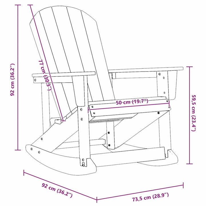 Adirondack Gyngestole 2 pcs Marineblå HDPE