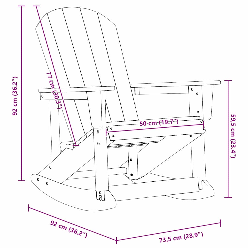 Adirondack Gyngestole 2 pcs Sort HDPE