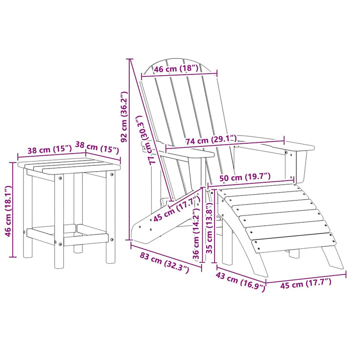 Havemøbler til lounge 3 pcs Hvid 38 x 38 x 46cm Plastik