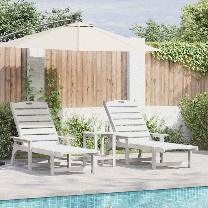 Havemøbler til lounge 2 pcs Hvid 53 x 195.5 x 30cm Polyethylen