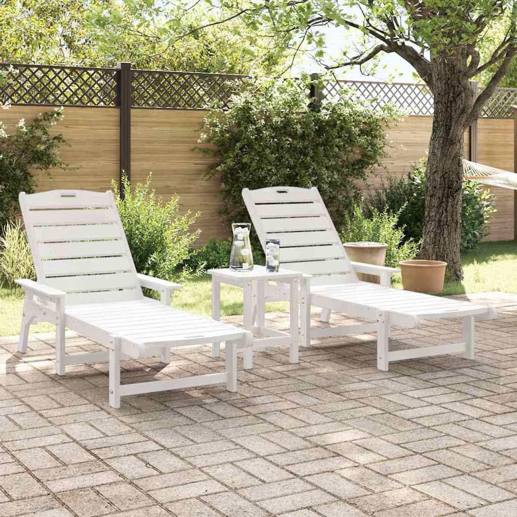 Havemøbler til lounge 2 pcs Hvid 53 x 195.5 x 30cm Polyethylen