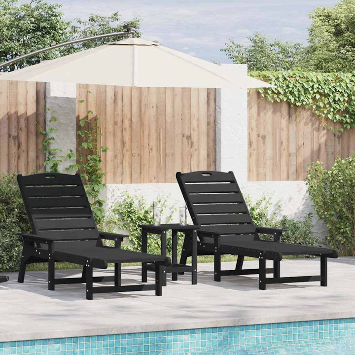 Havemøbler til lounge 2 pcs Sort 53 x 195.5 x 30cm Polyethylen