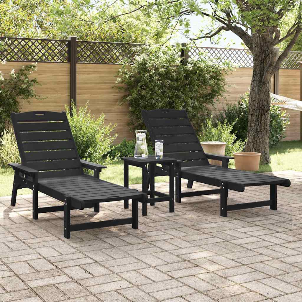 Havemøbler til lounge 2 pcs Sort 53 x 195.5 x 30cm Polyethylen