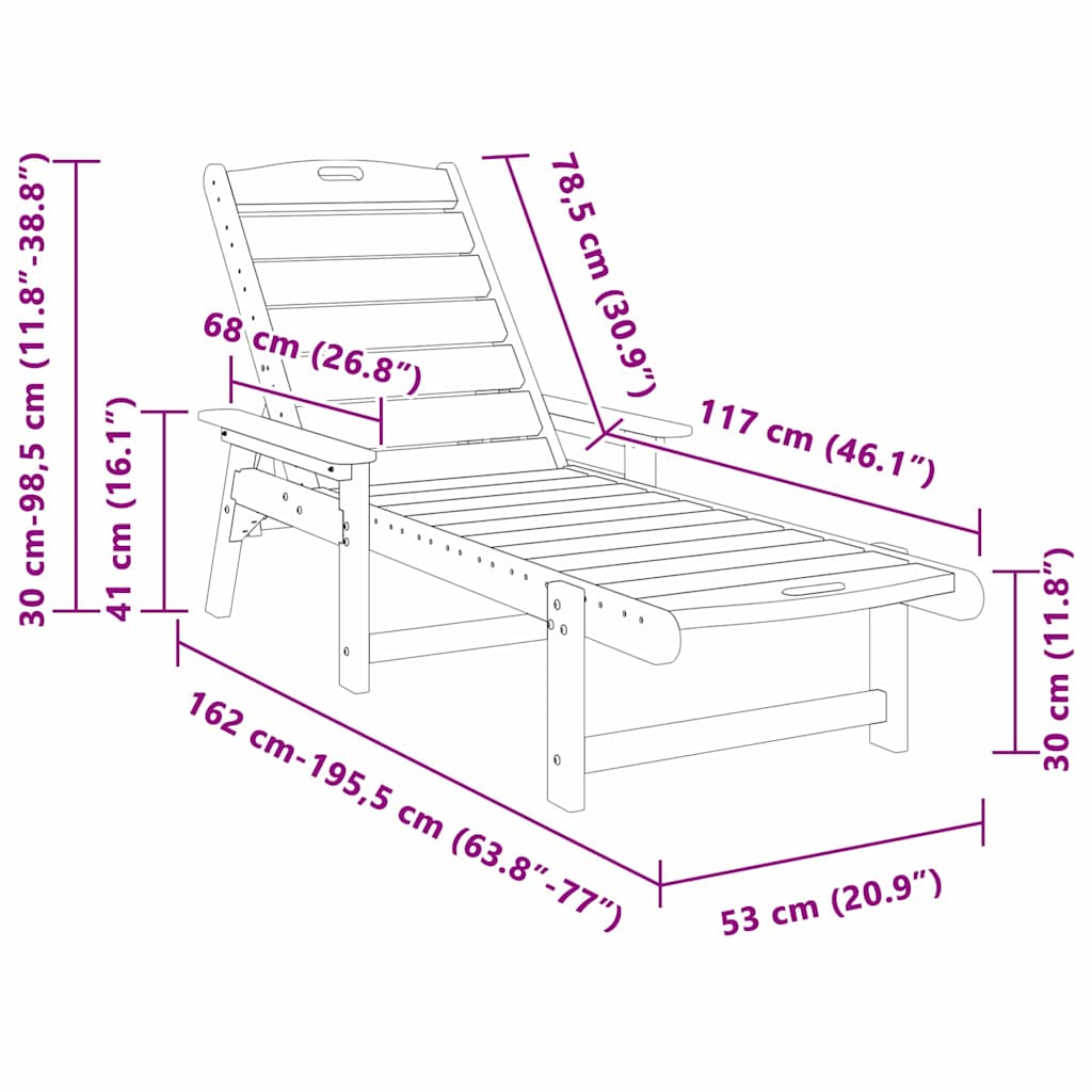Havemøbler til lounge 2-person 2 pcs Lysegrå 53 x 195.5 x 30cm