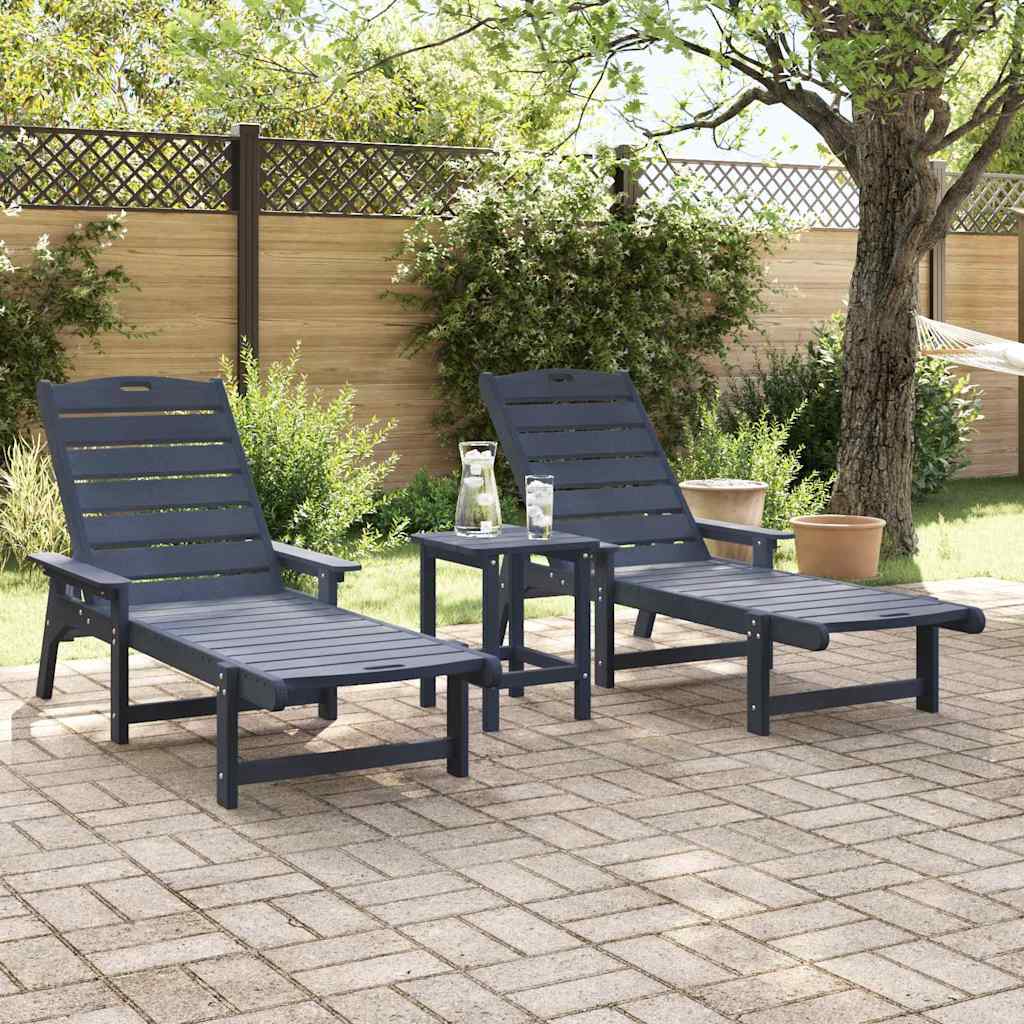 Havemøbler til lounge 2-person 3 pcs Marineblå 38 x 38 x 46cm
