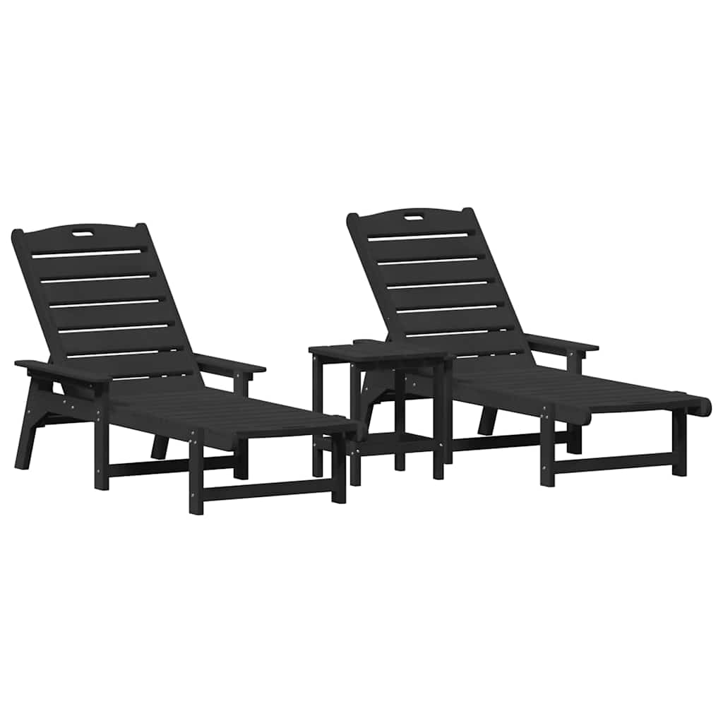 Havemøbler til lounge 3 pcs Sort 38 x 38 x 46cm Polyethylen