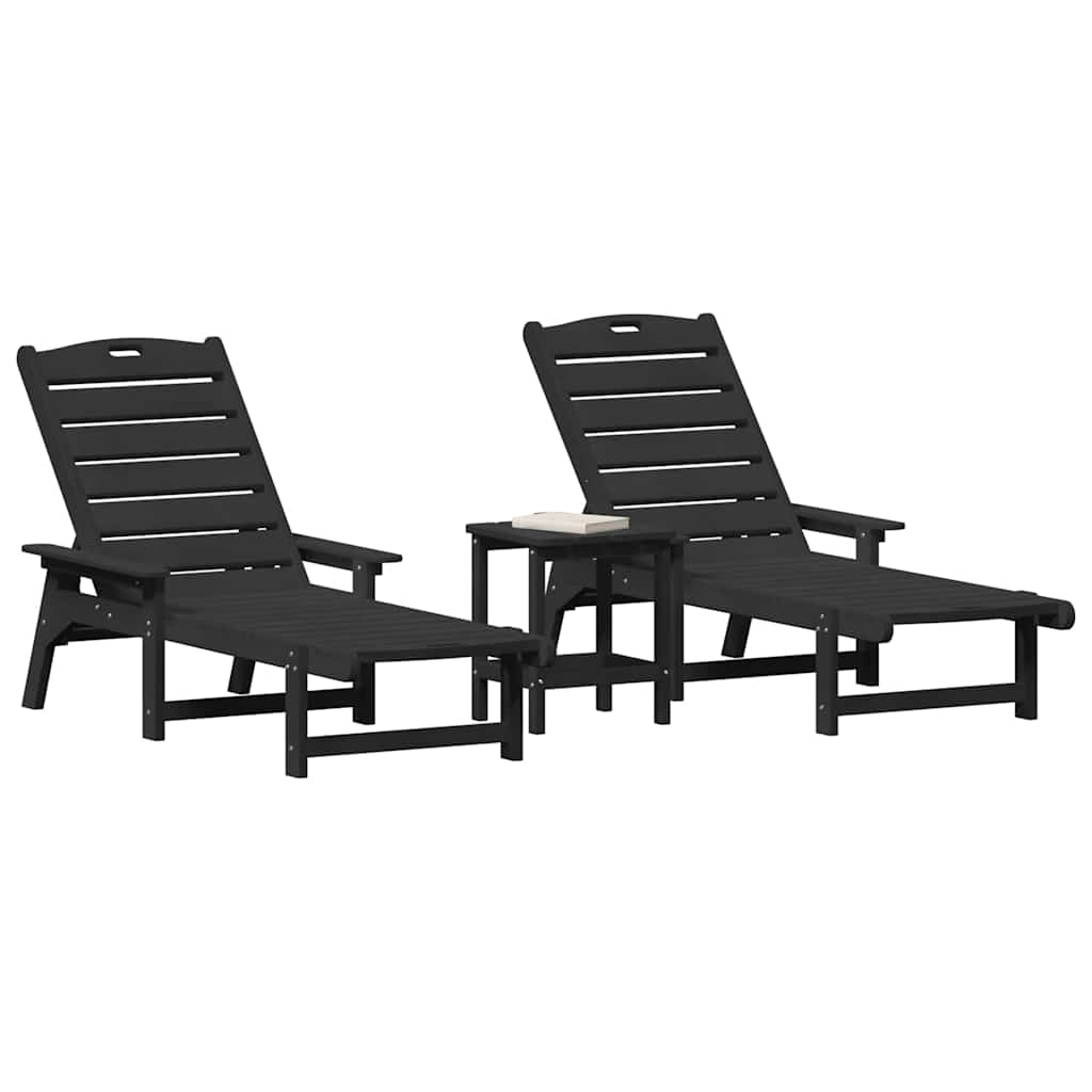 Havemøbler til lounge 3 pcs Sort 38 x 38 x 46cm Polyethylen