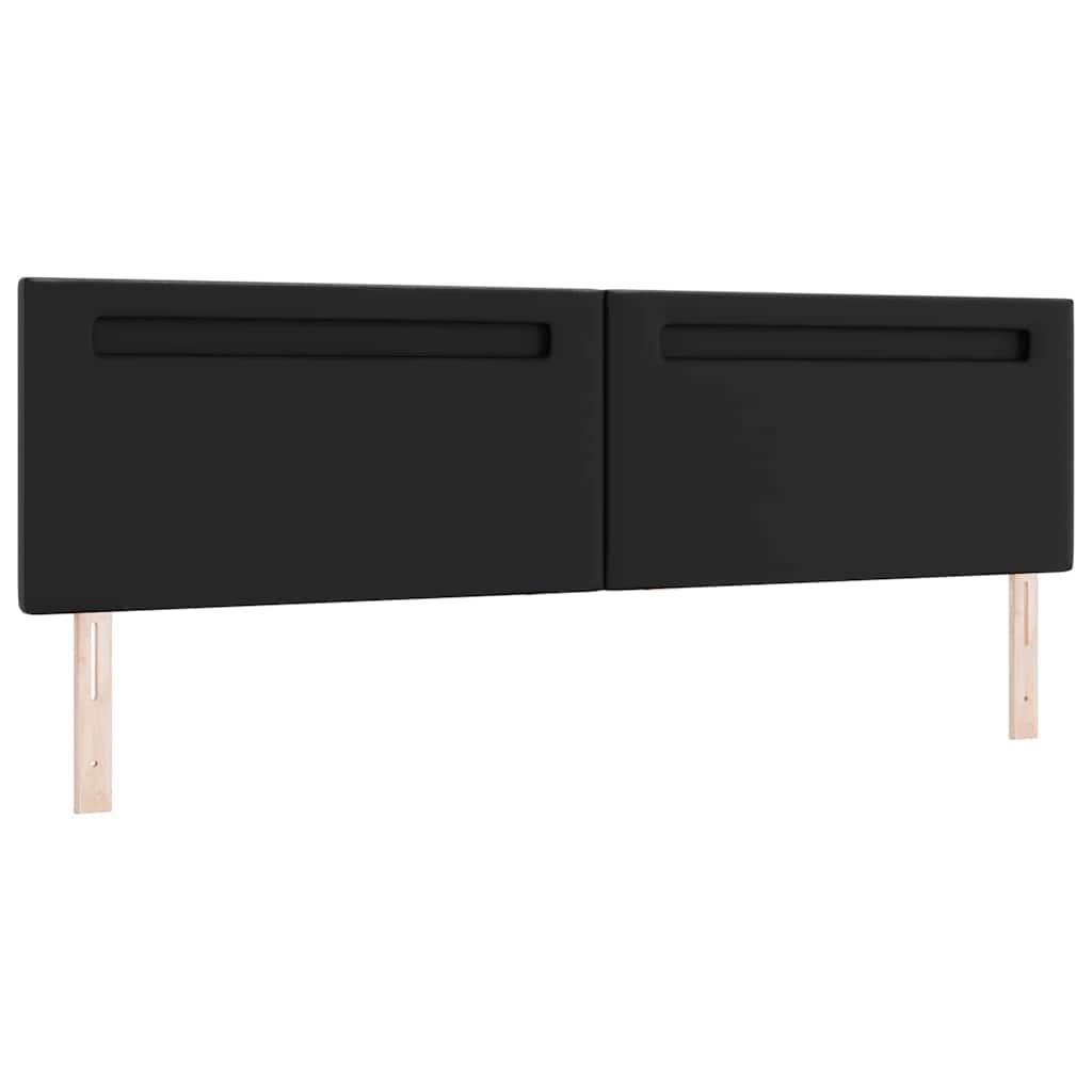 Hovedgærde med LED -strimmellys Vægmonteret Sort 200 cm PVC