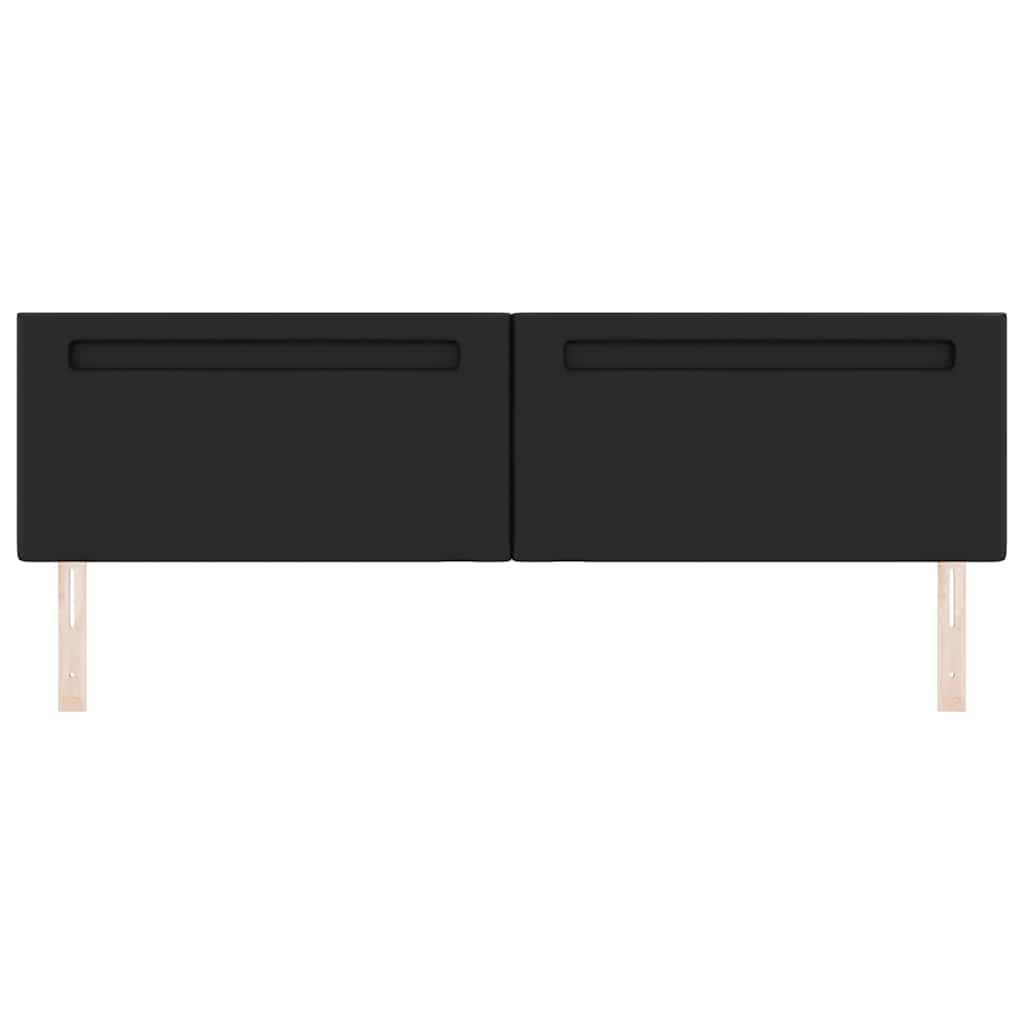 Hovedgærde med LED -strimmellys Vægmonteret Sort 200 cm PVC