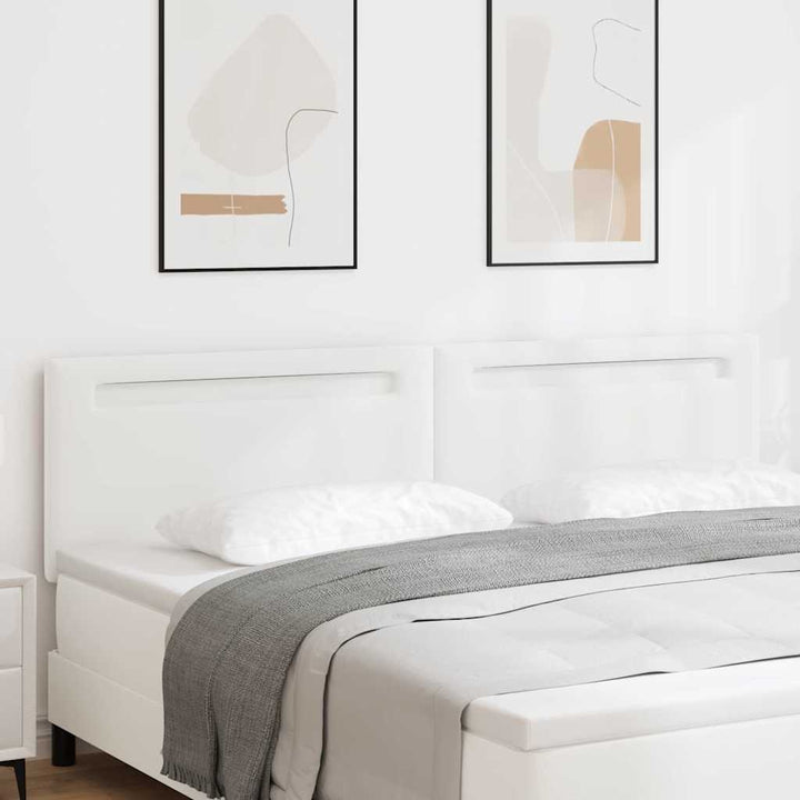 Hovedgærde med LED -strimmellys Vægmonteret Hvid 200 cm PVC
