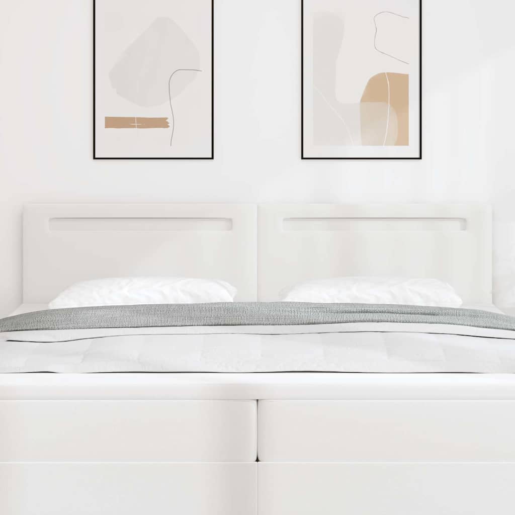 Hovedgærde med LED -strimmellys Vægmonteret Hvid 200 cm PVC