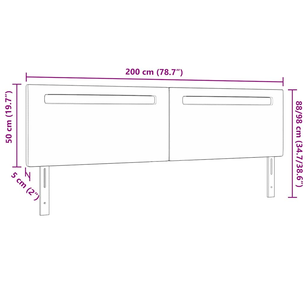 Hovedgærde med LED -strimmellys Cappuccino 200 cm PVC