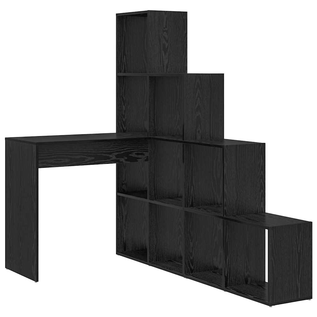 Hjørneskrivebord med hylde Sort eg 101,5 x 149,5 x 149,5 cm